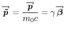 $\displaystyle \v{\tilde{p}}= \frac{\v{p}}{m_0 c} = \gamma \v{\beta}$